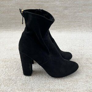 Material Girl Black Faux Suede Heeled Boots 7